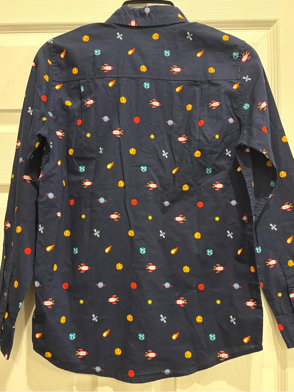 The Children's Place Navy Space Print Button-Down Shirt boys 10-12